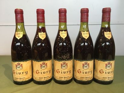 5 bouteilles Givry 1982 Clovis Poncelet,...