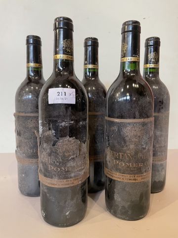 5 bouteilles Château Certan Giraud 1992 Pomerol...