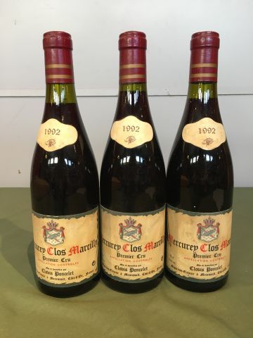 3 bouteilles Mercurey 1er Cru Clos Marcilly...