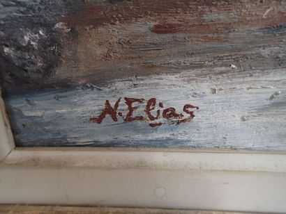 N. ELIAS, huile sur panneau figurant un bouquet...
