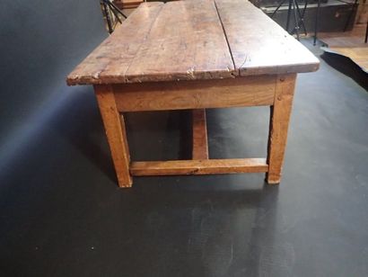 Table basse en chêne et hêtre à plateau parqueté,...