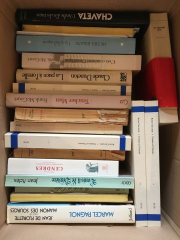 Carton de livres brochés. En l'état.