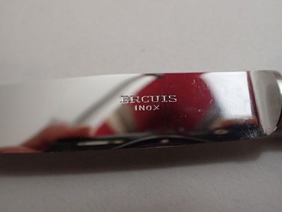 ERCUIS, couvert de baptême en métal argenté...