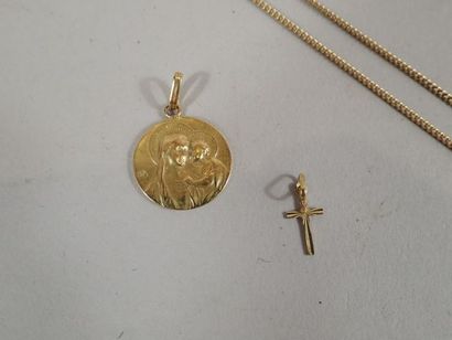 Médaille de baptême en or jaune 18K, gravée...