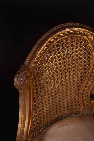 Paire de bergères en bois sculpté et doré...