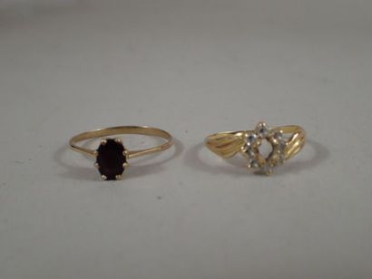 Ensemble de deux bagues en or jaune 18K,...