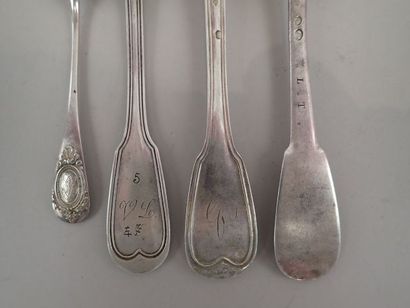 Ensemble en argent comprenant 1 cuillère,...