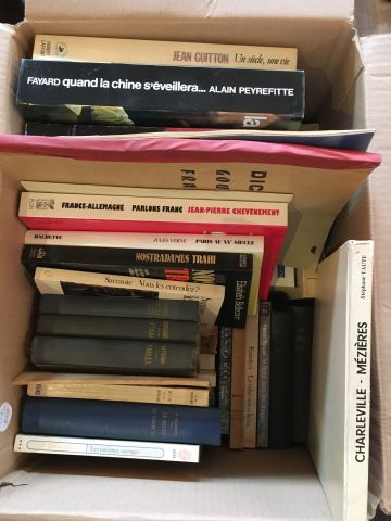 Carton de livres brochés. En l'état.