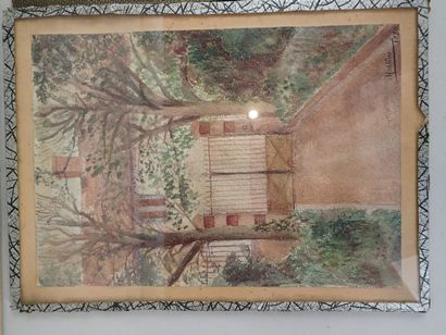 Ensemble de trois aquarelles comprenant:...