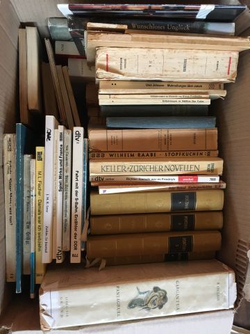 Carton de livres brochés. En l'état.