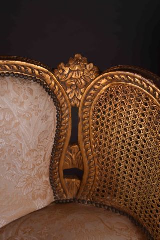 Paire de bergères en bois sculpté et doré...