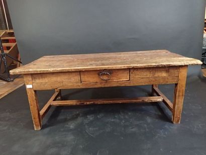 Table basse en chêne et hêtre à plateau parqueté,...