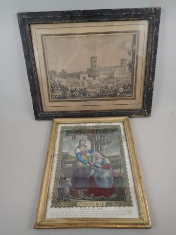 Ensemble de deux gravures, l'une d'après...