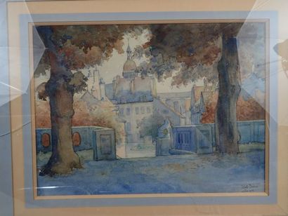 Ensemble de trois aquarelles comprenant:...