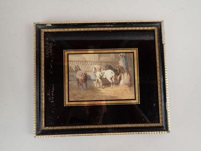 Theodore FORT (1810-1896), chevaux à l'étable,...