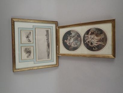 Ensemble de deux pièces encadrées comprenant...