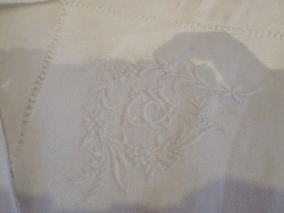 Ensemble de linge de table en coton brodé,...