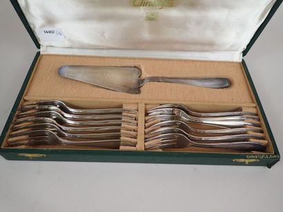 CHRISTOFLE. Service à gâteau en métal argenté...
