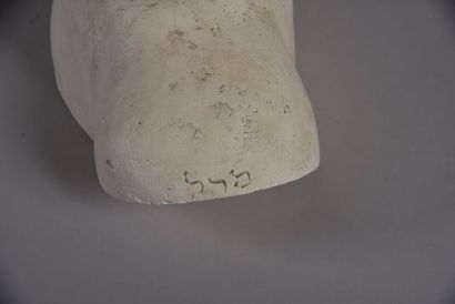 Buste d'enfant en plâtre. Signé sur l'épaule....
