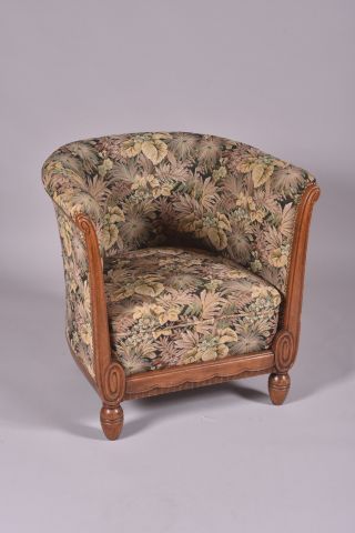 Maurice DUFRÊNE (1876-1955). Fauteuil tonneau...