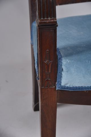 Fauteuil en acajou à deux accotoirs lotiformes,...