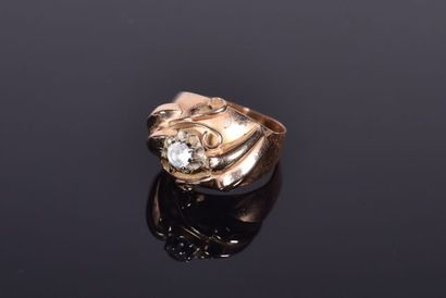 Bague anneaux croisés en or jaune (750 millièmes)et...
