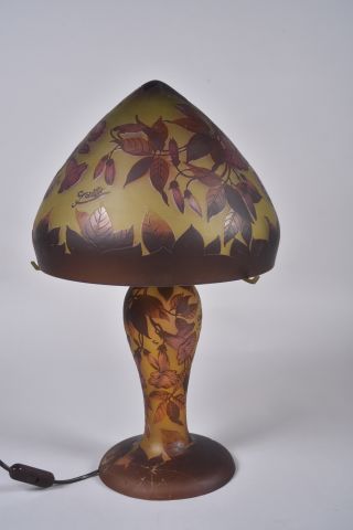 GALLE TIP. Lampe champignon en verre multicouche...