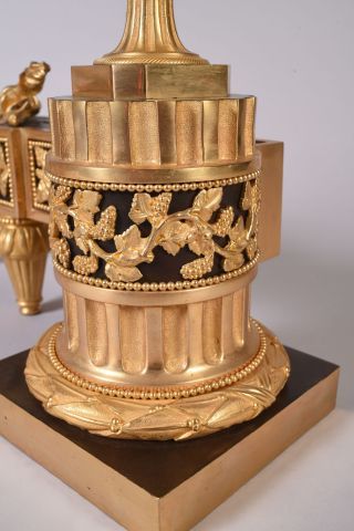 M. SAUTEL. Paire de feux en bronze ciselé...