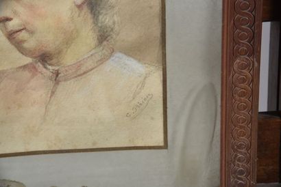 C. PIRION, portrait de jeune femme de trois...