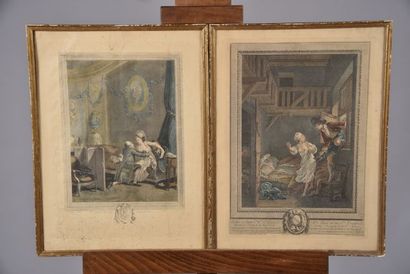 Ensemble de deux gravures érotiques : Pierre-Antoine...