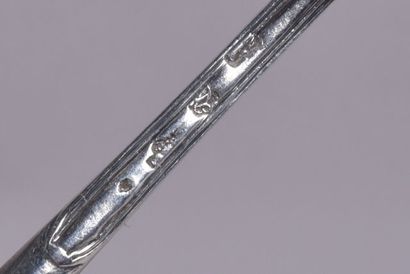 Paire de cuillères tire moelle en argent,...
