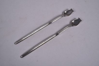 Paire de cuillères tire moelle en argent,...