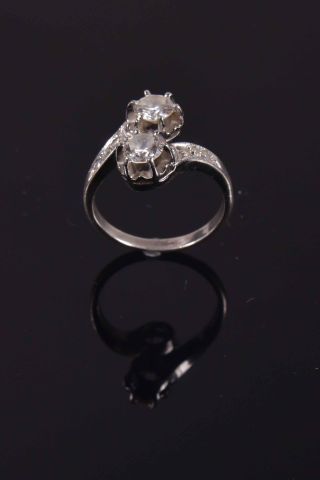 Bague « toi et moi » en argent (800 millièmes)...