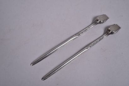 Paire de cuillères tire moelle en argent,...