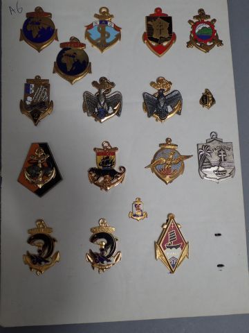 Lot d’insigne Artillerie et troupe de Marine,...