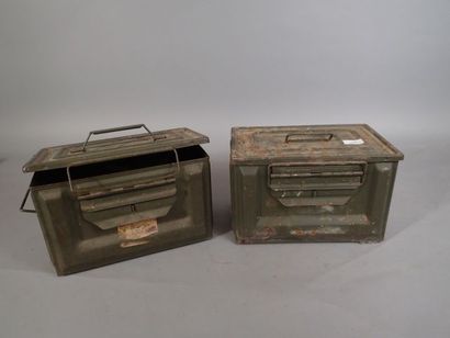 2 Caisses à munitions pour mitrailleuse de...