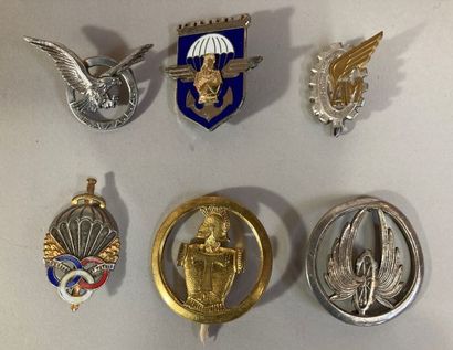 Fr- lot de 6 insignes : PMP, Alat, transmission,...