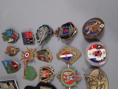45 insignes français : G.U. troupes coloniales,...