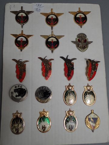 Lot d’insignes Parachutiste, légion et commando,...