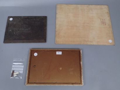Ensemble d'huiles sur panneaux. 
- Ecole...