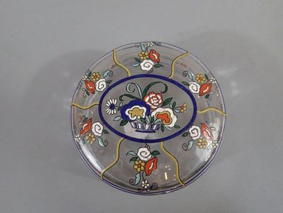 SEVRES, bonbonnière en cristal à décors floral...