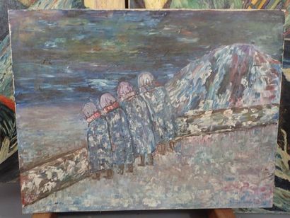 C. CREPEAUX (XXeme), ensemble d'huiles sur...