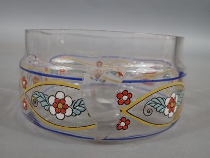 SEVRES, bonbonnière en cristal à décors floral...