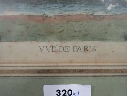 Ensemble de trois gravures réhaussées: 
-...