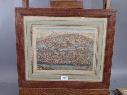 Ensemble de trois gravures réhaussées: 
-...