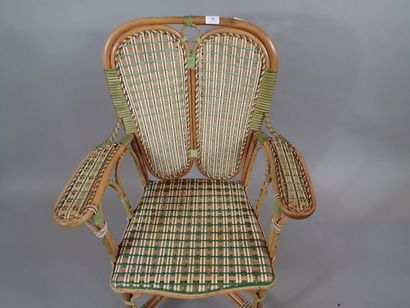 Fauteuil de jardin en rotin en partie teinté...