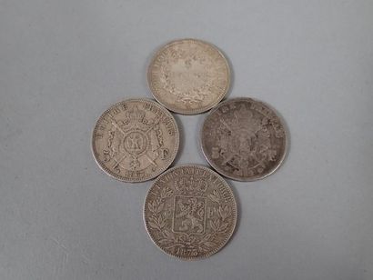 FRANCE et BELGIQUE. Lot de pièces en argent...