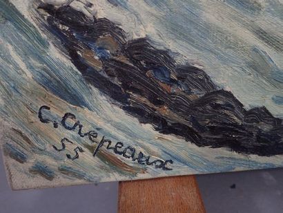 C. CREPEAUX (XXeme), ensemble d'huiles sur...