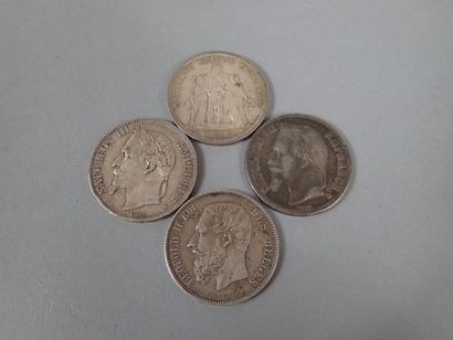 FRANCE et BELGIQUE. Lot de pièces en argent...