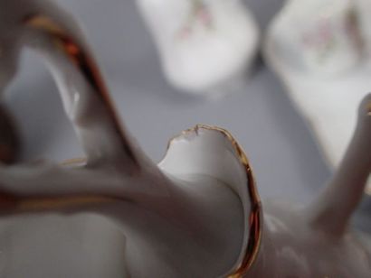Service à liqueur en porcelaine à décor floral...